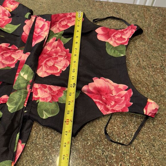 JESSICA HOWARD Sz 6  Flutter-Sleeve Black /pink  Floral Fit & Flare Short Dress - Picture 7 of 12